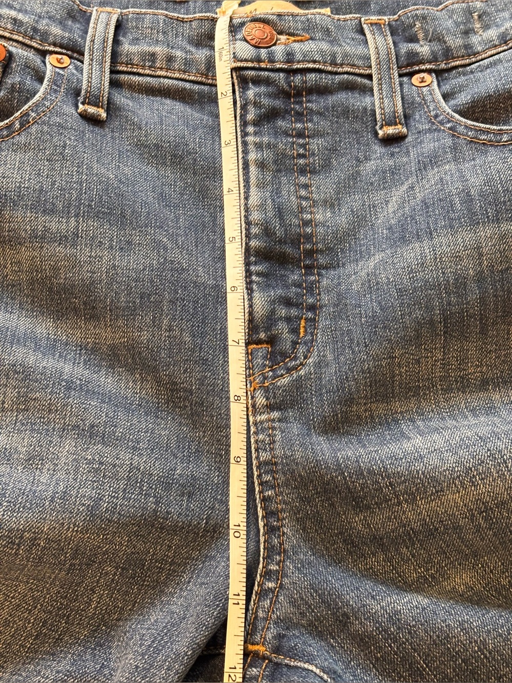 Madewell Slim Wide-Leg Crop Jeans Medium Blue Wash Frayed Hem Size 29 - Picture 11 of 13